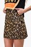 Miu Miu 2018 Gold Metallic Leopard Printed Mini Skirt Size 36