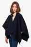 Burberry Navy/Green Wool Tartan Poncho