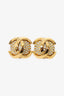 Pre-Loved Chanel™ Gold Tone Rhinestone Round CC Logo Clip On Earrings