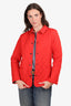 Burberry Red Quilted Long Sleeve Jacket Size S