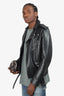 Acne Studios Black Cow Leather Biker Jacket Size 50 Mens