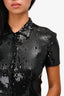 Nili Lotan Black Sequin Button Down Top Size XS