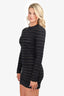 Balmain Black Logo Mesh Striped Long Sleeve Mini Dress Size 42