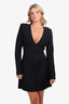 Balmain Black Pleated Shoulder-Pad Dress Size 42