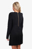 Balmain Black Pleated Shoulder-Pad Dress Size 42