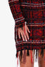 Balmain Red/Black Tweed Fringe Dress Size 40