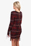 Balmain Red/Black Tweed Fringe Dress Size 40