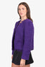 L'Agence Purple Tweed Fringe Hem Blazer Size L