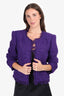 L'Agence Purple Tweed Fringe Hem Blazer Size L