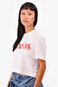 Givenchy White Cotton Red Graphic Logo Cropped T-Shirt Size XXS