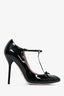 Gucci Black Patent Leather T-Strap Heels Size 36