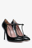 Gucci Black Patent Leather T-Strap Heels Size 36