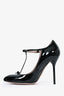 Gucci Black Patent Leather T-Strap Heels Size 36