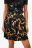 Versace Black/Gold Printed Pleated Mini Skirt Size 36