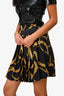 Versace Black/Gold Printed Pleated Mini Skirt Size 36