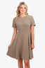 Theory Taupe A-Line Short Sleeve Dress Size 8