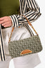 Christian Dior 1991 Green/Cream Canvas Monogram 'Maris Pearl' Shoulder Bag