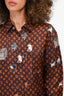 Louis Vuitton 2019 Brown Silk Catagram Button Down Shirt Size 38