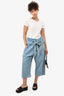 Loewe Blue Denim Fold Over Wide Leg Capris Size 38