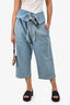 Loewe Blue Denim Fold Over Wide Leg Capris Size 38