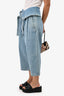 Loewe Blue Denim Fold Over Wide Leg Capris Size 38