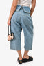 Loewe Blue Denim Fold Over Wide Leg Capris Size 38