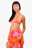 Rat & Boa Orange/Pink Pattern Bikini + Sarong Set Size XS