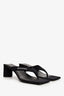 Balenciaga Black Canvas Heeled Flip Flops Size 37.5