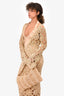 Retrofete Beige Raffia Pearl Plunge Maxi Dress Size XS/S