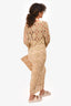 Retrofete Beige Raffia Pearl Plunge Maxi Dress Size XS/S