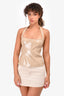 LPA Beige Patent Vinyl 'Mia' Halter Top Size XS