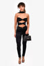 Saint Laurent Black Velvet Logo Halter Jumpsuit Est. Size XS