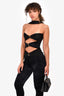 Saint Laurent Black Velvet Logo Halter Jumpsuit Est. Size XS