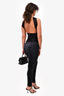 Saint Laurent Black Velvet Logo Halter Jumpsuit Est. Size XS