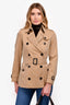 Burberry Tan Short Belted Trench Coat Size 4