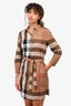 Burberry London Brown Tartan Printed Belted Dress Size 4 US