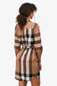 Burberry London Brown Tartan Printed Belted Dress Size 4 US