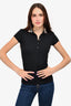 Burberry Black Tartan Patterned Collar Polo Shirt Size S