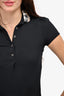 Burberry Black Tartan Patterned Collar Polo Shirt Size S