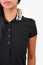 Burberry Black Tartan Patterned Collar Polo Shirt Size S