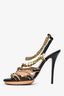 Lanvin Black/Nude Chain Leather Strappy Heels Size 40