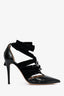 Valentino Black Leather/Velvet Ribbon Chain Heels Size 39