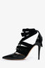 Valentino Black Leather/Velvet Ribbon Chain Heels Size 39