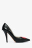 Valentino Black Leather Heart Embellished Heels Size 38.5