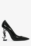 Saint Laurent Black Croc Embossed Opyum Heels Size 39.5