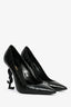 Saint Laurent Black Croc Embossed Opyum Heels Size 39.5