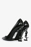 Saint Laurent Black Croc Embossed Opyum Heels Size 39.5