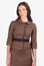 Alberta Ferretti Brown Pleated 3/4 Sleeve Jacket + Midi Skirt Size 2 Set