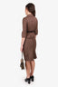 Alberta Ferretti Brown Pleated 3/4 Sleeve Jacket + Midi Skirt Size 2 Set