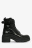 Salvatore Ferragamo Black Leather Combat Heeled 'Vara Bow' Boots Size 11